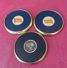 Vintage Mitsui OSK Lines Japanese Shipping Company Coaster Brass Set Of 3 picture