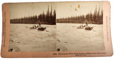 Antique Stereoview White Horse Rapids Alaska Klondike 1899 picture