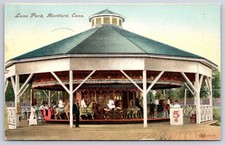 Wethersfield Antique Connecticut Postcard HARTFORD Luna Park Carousel 1907 picture