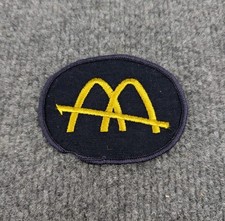 McDONALD'S (SLASH LOGO) - 1960s Vintage Employee Uniform PATCH NAVY BLUE RARE? picture
