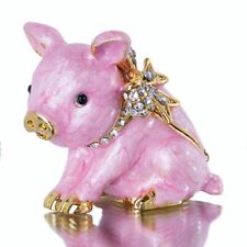 Cute Piggy Jewelry Trinket Box Hinged Animal Collectible Home Decor picture