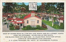 Postcard FL: Lowe's St. Petersburg Camp Grounds, St. Petersburg Florida WB 1934 picture