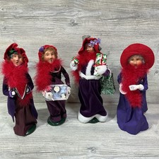 Byers Choice 2004 Red Hat Society Shopping Woman With Presents Set Of 4 Carolers picture