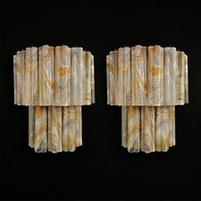 Fantastic pair of Murano Glass Tube wall sconces - 13 wisteria rust alabaster picture