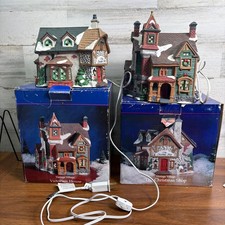 Vintage Holiday Time Christmas Village, Christmas Shop and Victorian House picture