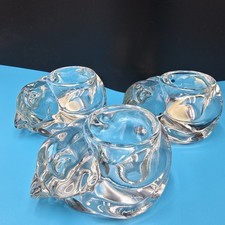 Sleeping Kitty Cat Crystal Votive Holder Lot Indiana Glass Co. Made In USA 🇺🇸 picture