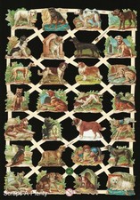 German Embossed Victorian Style Scrap Die Cut - Playful Dog & Puppies  EF7337 picture