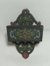 VINTAGE KITCHEN WILTON CAST IRON HAND PAINTED WALL MOUNT MATCH SAFE HOLDER picture