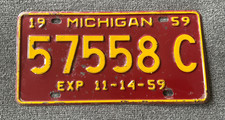 RARE 1959 MICHIGAN HALF YEAR COMMERCIAL LICENSE PLATE ORIGINAL HARD TO FIND picture
