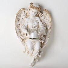 Figurine Angel Candle Holder Wall Mounted Resin Modern White Medium Hand Painted picture