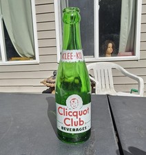 Vintage Clicquot Club ACL 7 Oz Soda Bottle Green Glass 1950's Klee-Ko Eskimo picture