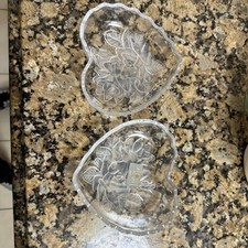 Mikasa Studio Nova Winter Rose Heart Shaped Glass Trinket Jewelry Box  picture