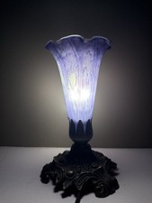 Vintage Purple W/white Frosted Spotted Glass Fluted Tulip Miniature Lamp 6.5” picture