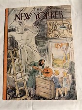 Vintage THE NEW YORKER Magazine November 1 1947 Halloween Pumpkin Cover Complete picture