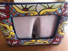 Mexican Talavera Photo Frame Freestanding Ceramic Picture Frame Flowers picture