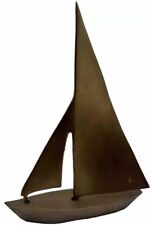 Solid Brass Sailboat 13 In Sculpture Nautical Mid Century MCM Decor Vintage VTG picture