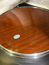 Vintage Fisher Sterling Silver Wood Serving Tray Mid Century Modern MCM Barware picture