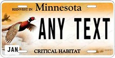 MINNESOTA Pheasant License Plate Novelty Personalized w/ Any Text for Auto ATV picture