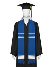 Blue White Kente Stole, Authentic Kente made in Ghana, Graduation Ceremonial picture