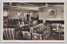 NORDDEUTSCHER LLOYD SS Dresden Cabin Class Lounge RPPC 1929 Seepost picture