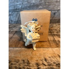 Avon Cherub Angel Ornament Basket Flowers Porcelain Gift Collection picture