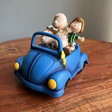 WESTLAND Giftware Peanuts 'On The Road Again' 8359 Charlie Brown Snoopy Blue Car picture