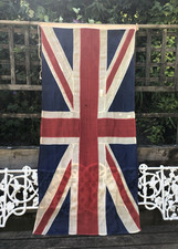 Vintage Linen Union Jack Flag 6' x 2’9” Sewn 1952? Adam & May? London E3 Superb picture