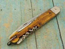 BIG ANTIQUE FRENCH STAG LOCKBACK HUNTER FOLDING POCKET KNIFE CORKSCREW KNIVES picture