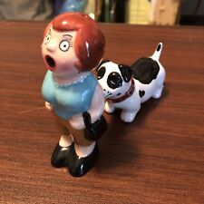Whimsical Magnetic Dog Biting Surprised Woman Salt & Pepper Shakers picture
