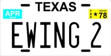 Ewing 2 Miss Ellie Dallas TV show 1978 Texas License plate picture