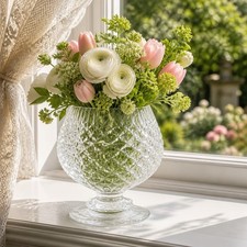 Lalique 6” Crystal Mid-century Hossegor Snifter Vase Frosted And Clear Signed picture