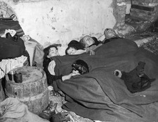 Belgian family sleep in basement of their house in Marcourt during- Old Photo picture