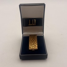 Vintage Dunhill Rollagas Gold Hammered Textured Lighter Swiss Made W/ Box picture