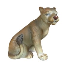 Vintage Female Lion Porcelain Figurine Tufted Tail Wild Cat Jungle Safari Boho picture