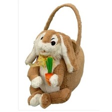 Bunny Easter Basket Stuffed Plush Rabbit Vintage 13.5