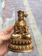 Old Gilt Gold Bronze Samantabhadra Buddha Statue CF picture