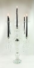 Crystal Taper Candle Candelabra w Bobeche & Prism Teardrops & Five Glass Shades picture