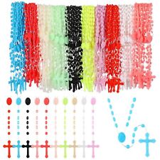 100 Pcs Plastic Rosary Beads Necklace for Religious Church Gift Easter Present picture