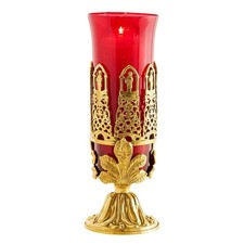 Sanctuary Lamps, All Saints Sanctuary Light with Red Glass Globe 13'' High picture