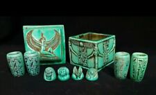 Canopic Jars Egyptian Antiquities Figures Green Box Isis With Hieroglyphics Bc picture