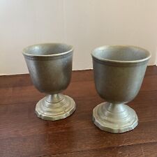 2 Wilton Armetale Pewter Plough Tavern Water Wine Goblets Hollow Satin 5.25” picture