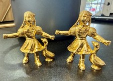 Pair Vintage BMF West Germany Gänseliesel Goose Girl Figurines Gold Plated picture