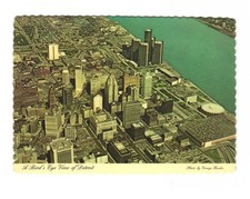 A bird's eye view of Detroit Michigan vintage postcard unposted picture