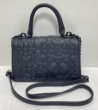 Luv Betsey Black Quilted Heart Satchel Crossbody Bag Black Hardware picture
