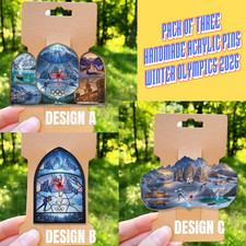 PACK of 3 2026 Winter Olympics Acrylic Pins Logo Badge Media Lapel Milan Cortina picture