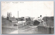 K69/ Fremont Michigan Postcard c1910 M.P. Railroad Depot 178 picture