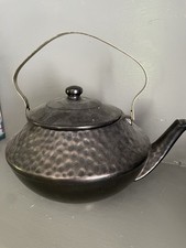 1970's McCoy USA  Tea Kettle/Cookie jar Hammered Bronze Glazed Ceramic W/ Handle picture