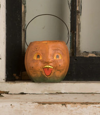 Bethany Lowe Halloween Vintage Happy Mini Pumpkin Bucket, TJ1329 NWT picture
