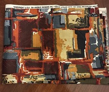 Vintage Mod Linen Fabric 50x70 5th Avenue Design Mid Century Retro Bold Print picture