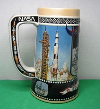 1990 Miller NASA 16oz. Beer Stien /Mug: 1969 Apollo-11 Rocket Lunar Landing picture